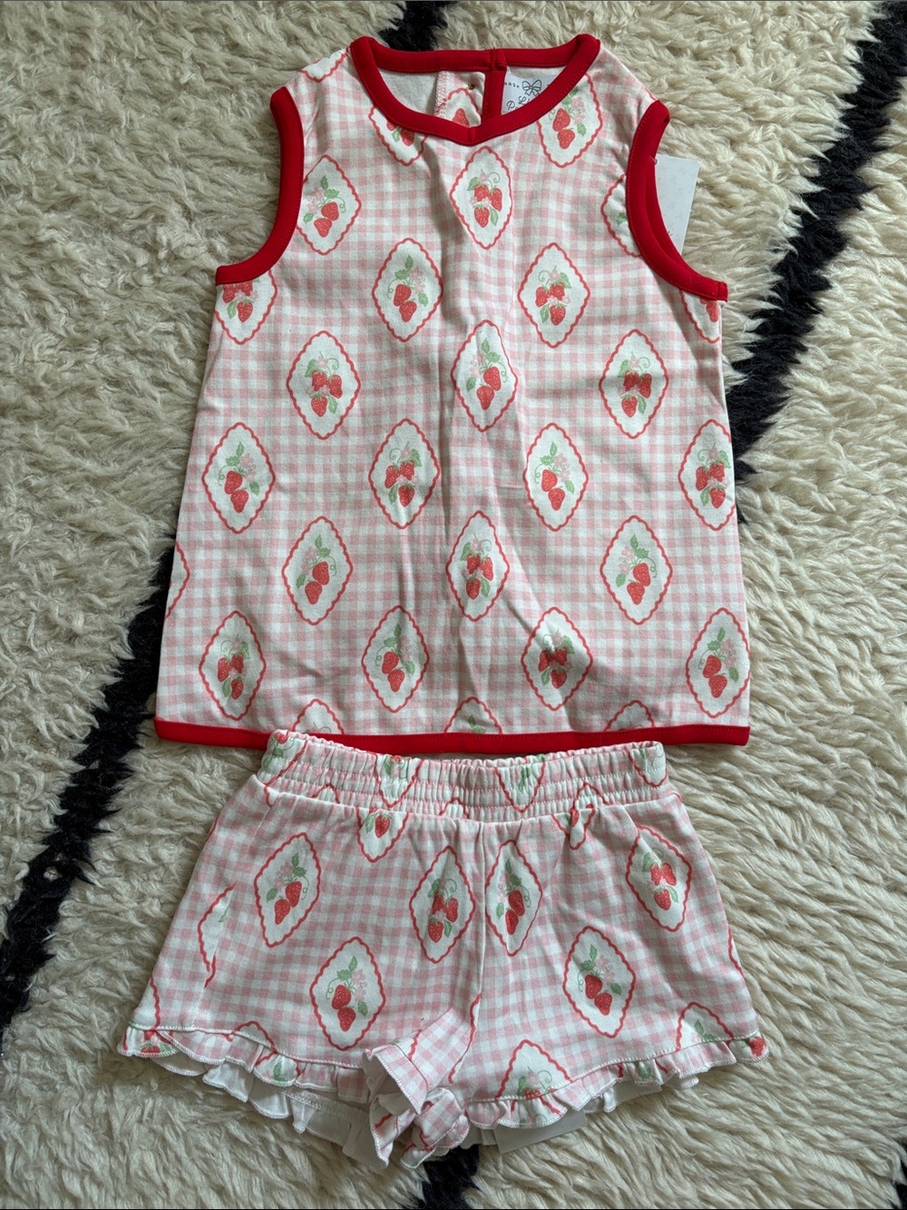 Little Paper Kids Emerson Knit Shorts and Eleanor Top - Strawberry Fields NWT 3T